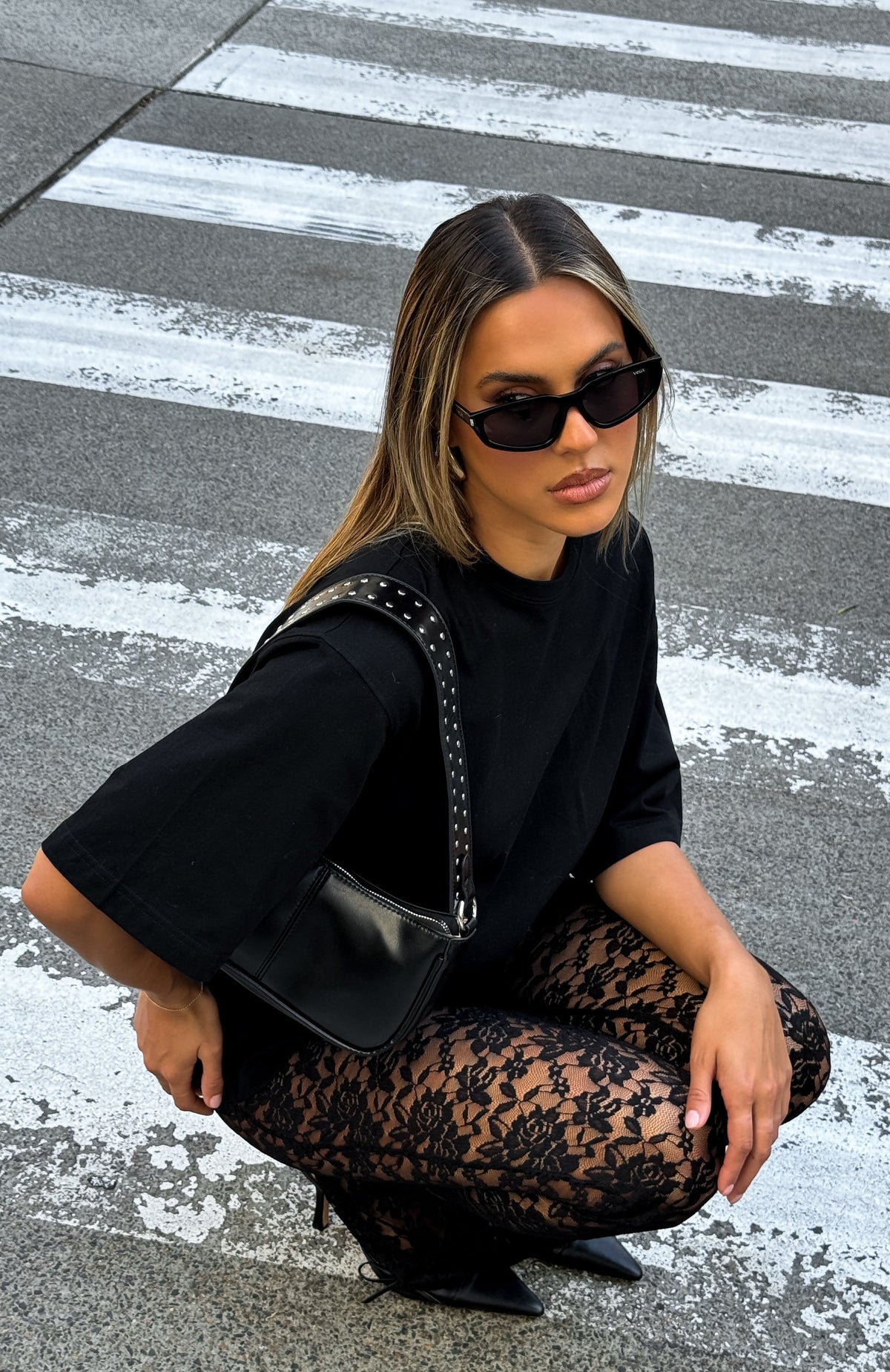 White Fox New Era Lace Pants Black