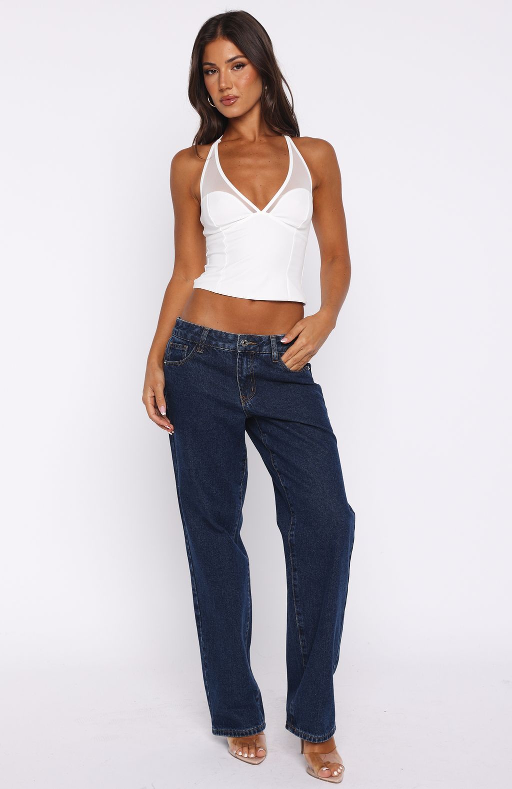White Fox From The Skies Halter Top Off White