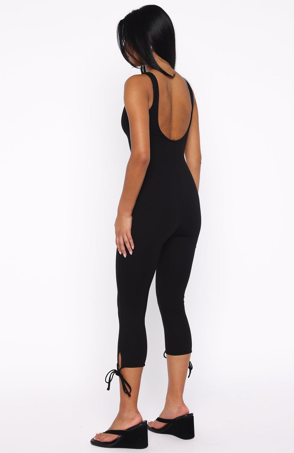 White Fox Problem Solved Capri Jumpsuit Black