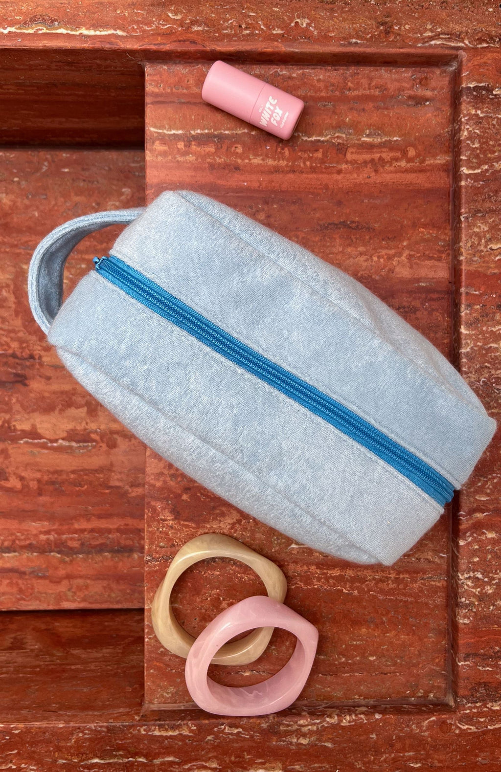 White Fox Lillian Cosmetic Bag Baby Blue