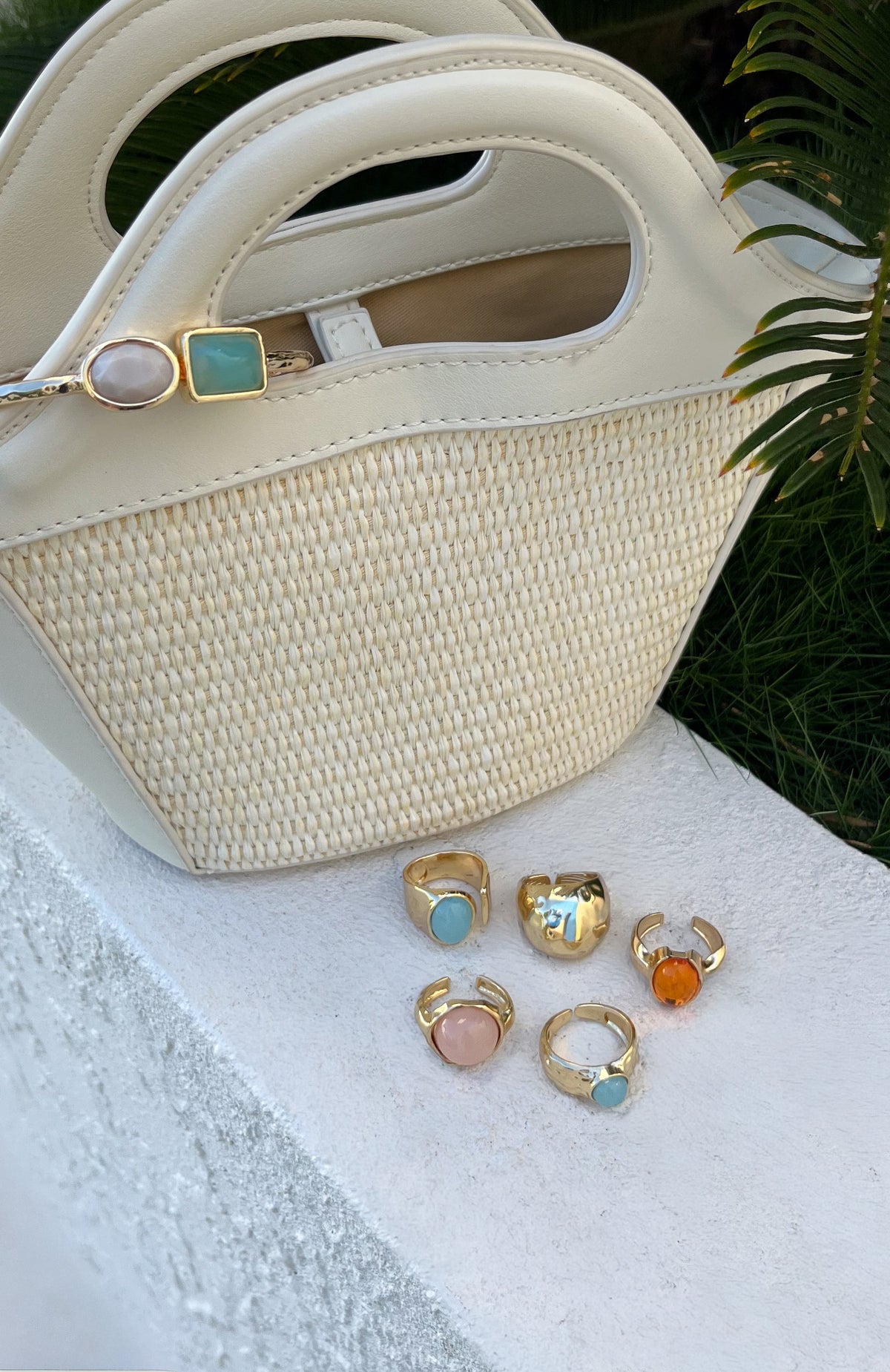 White Fox Emely Ring Set Gold/Multi