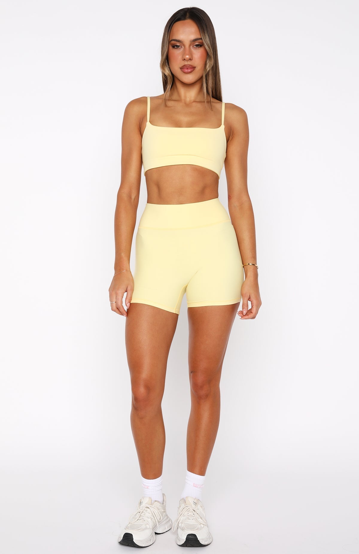 White Fox Keep Up High Waisted Shorts 4" Honey