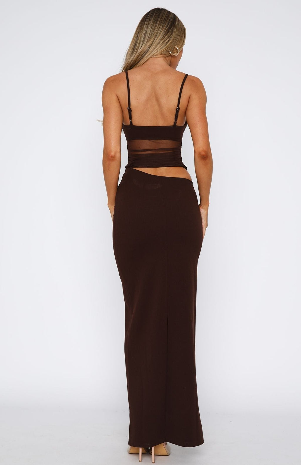White Fox Call Me Up Maxi Dress Chocolate