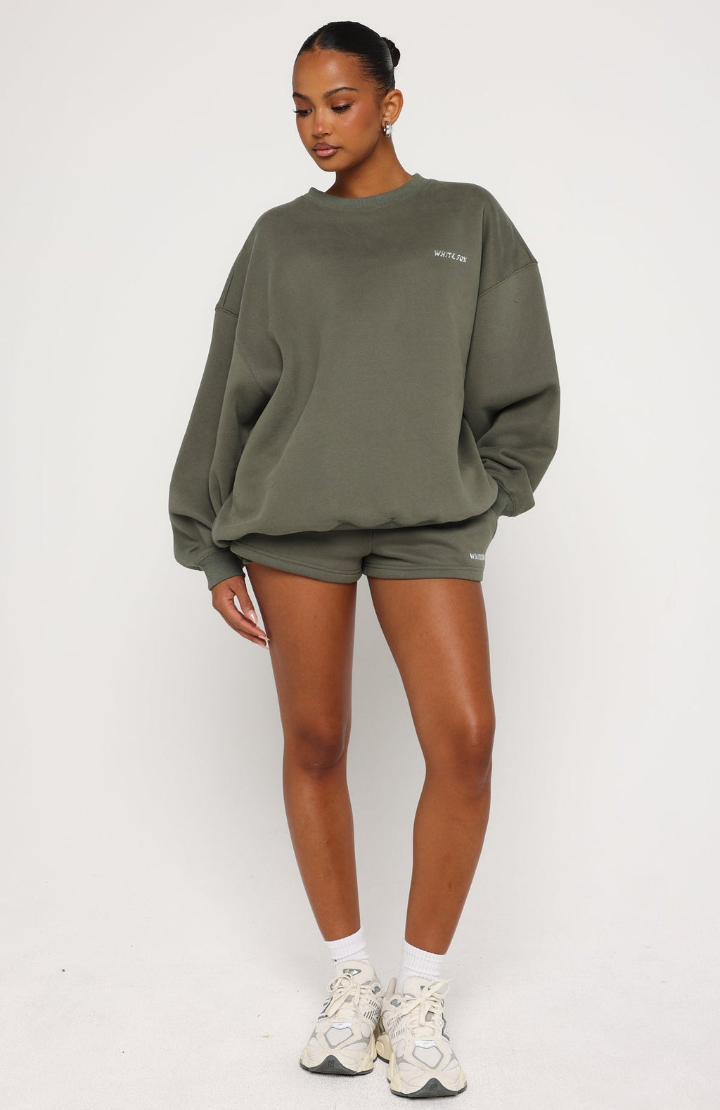 White Fox Test Drive Oversized Sweater Khaki