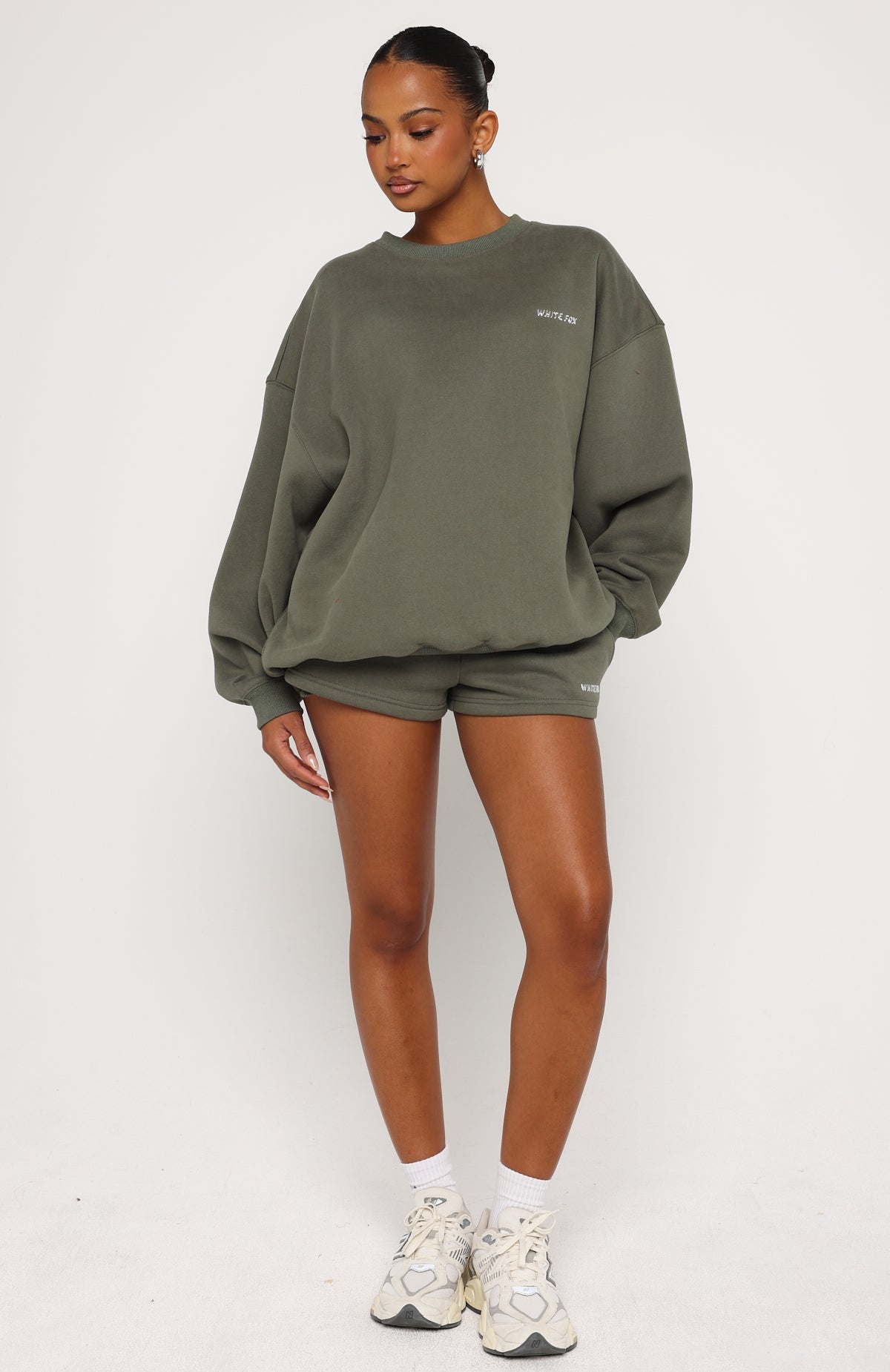 White Fox Test Drive Oversized Sweater Khaki