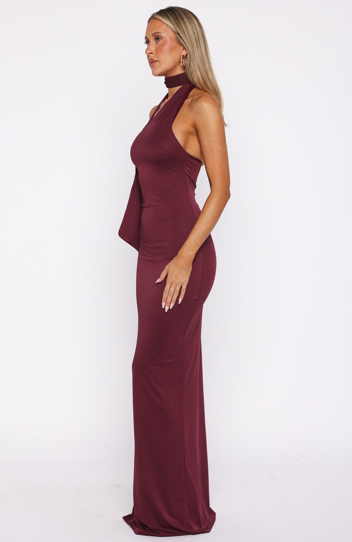 White Fox Sugar High Maxi Dress Burgundy