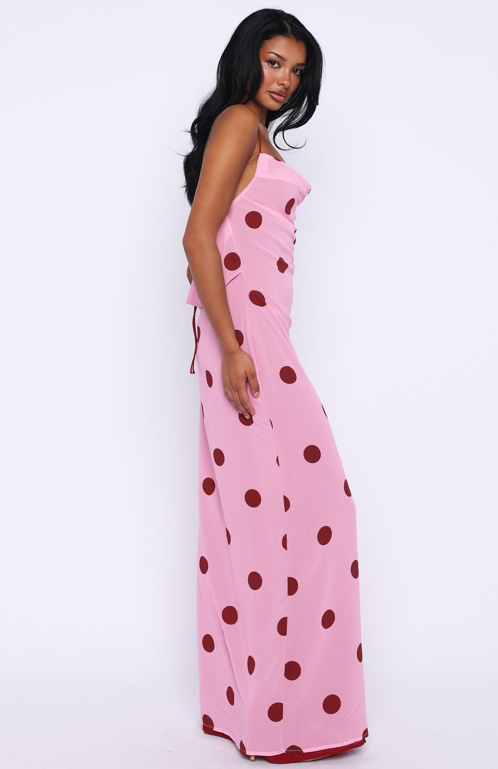 White Fox Peony Pop Maxi Dress Pink Polka Dot
