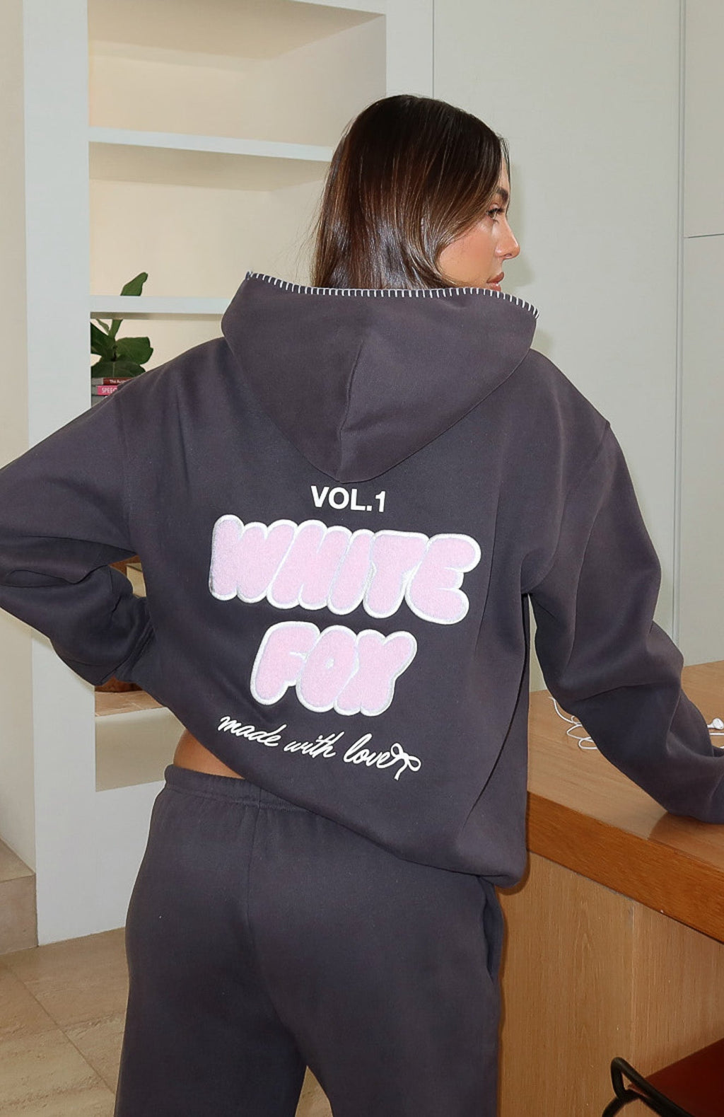 White Fox Vol. 1 Oversized Hoodie Charcoal