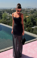 White Fox VIP Access Maxi Dress Black/White Polka Dot