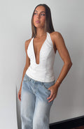 White Fox Angel Glow Halter Bustier Off White