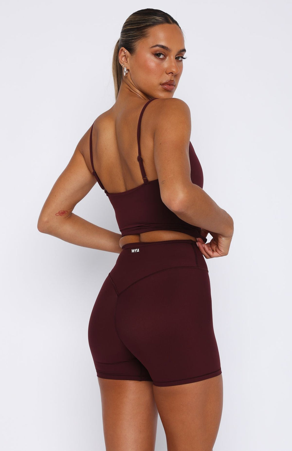 White Fox Keep Up High Waisted Shorts 4" Merlot