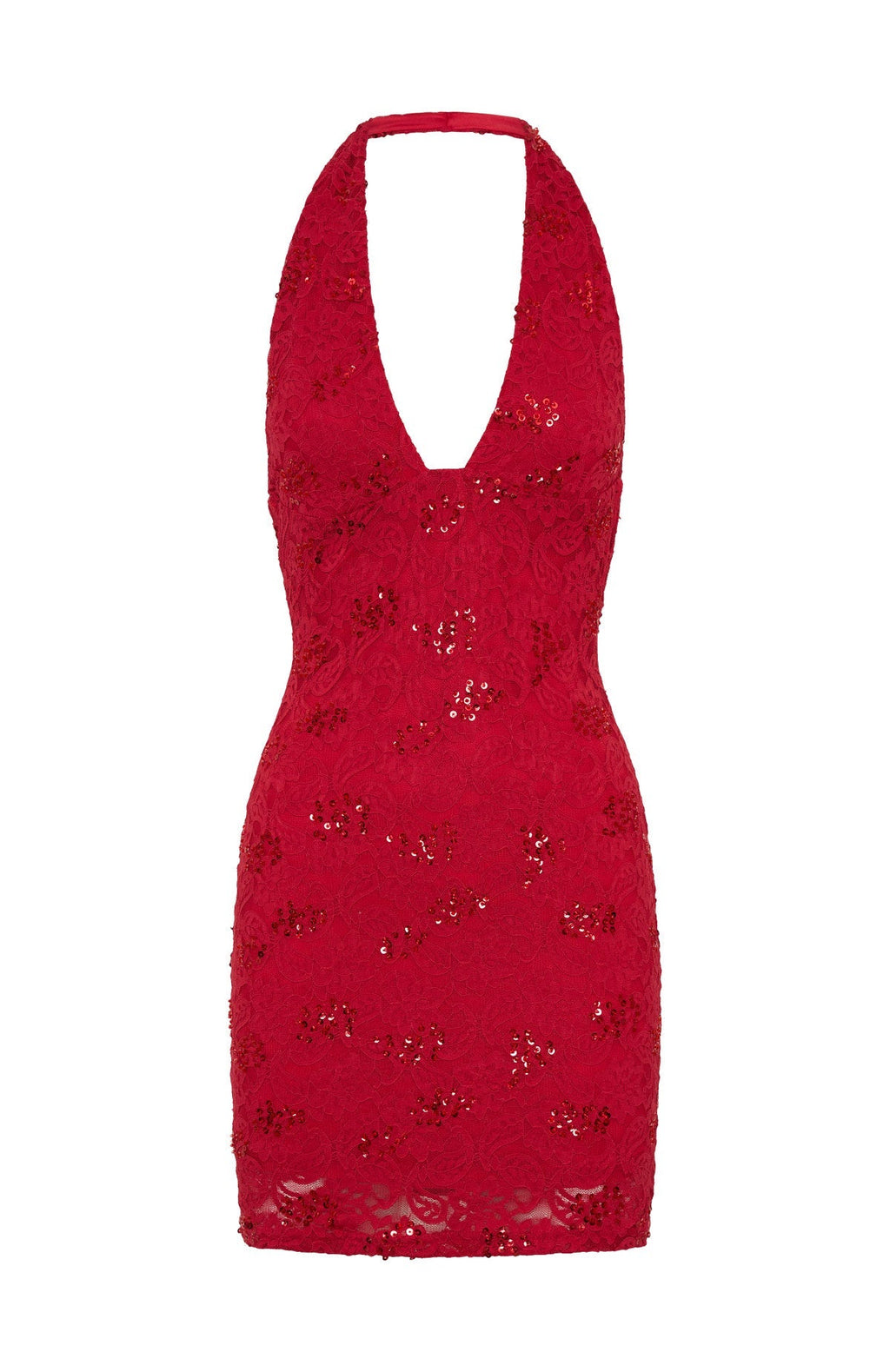 White Fox Disco Damage Lace Mini Dress Red