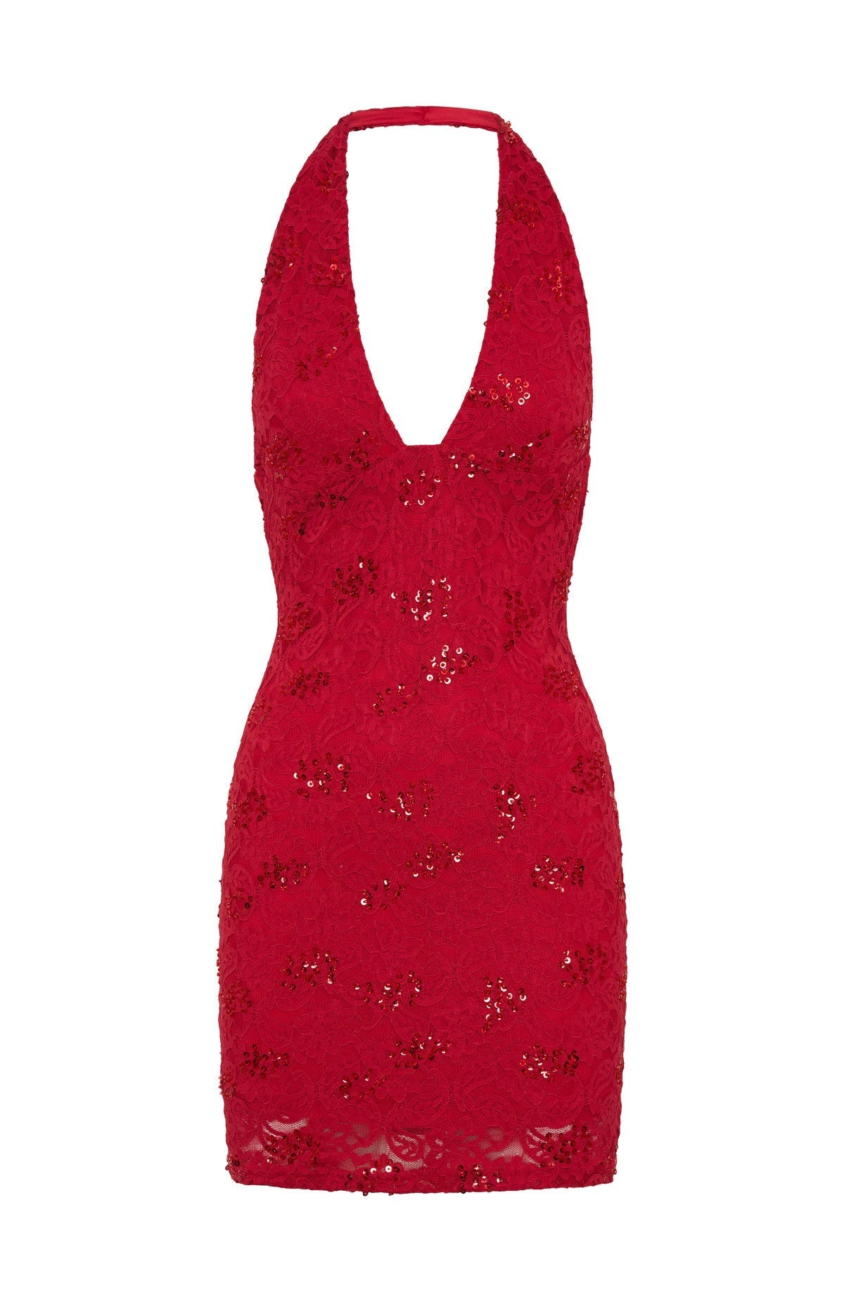 White Fox Disco Damage Lace Mini Dress Red