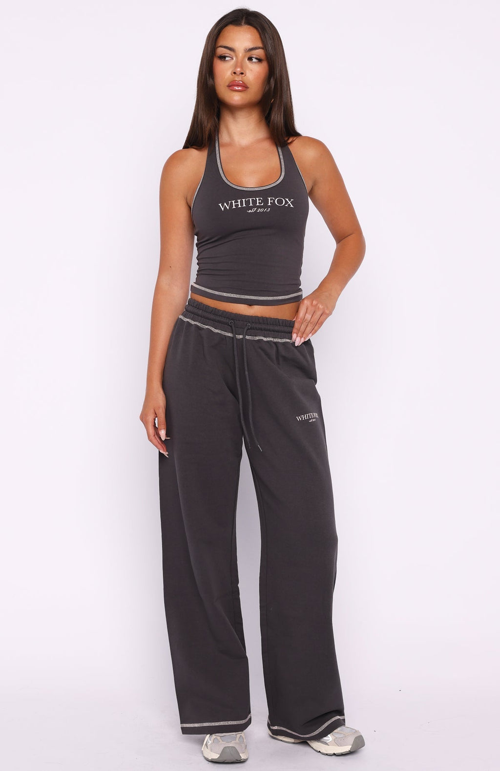 White Fox Chill In Style Halter Top Charcoal