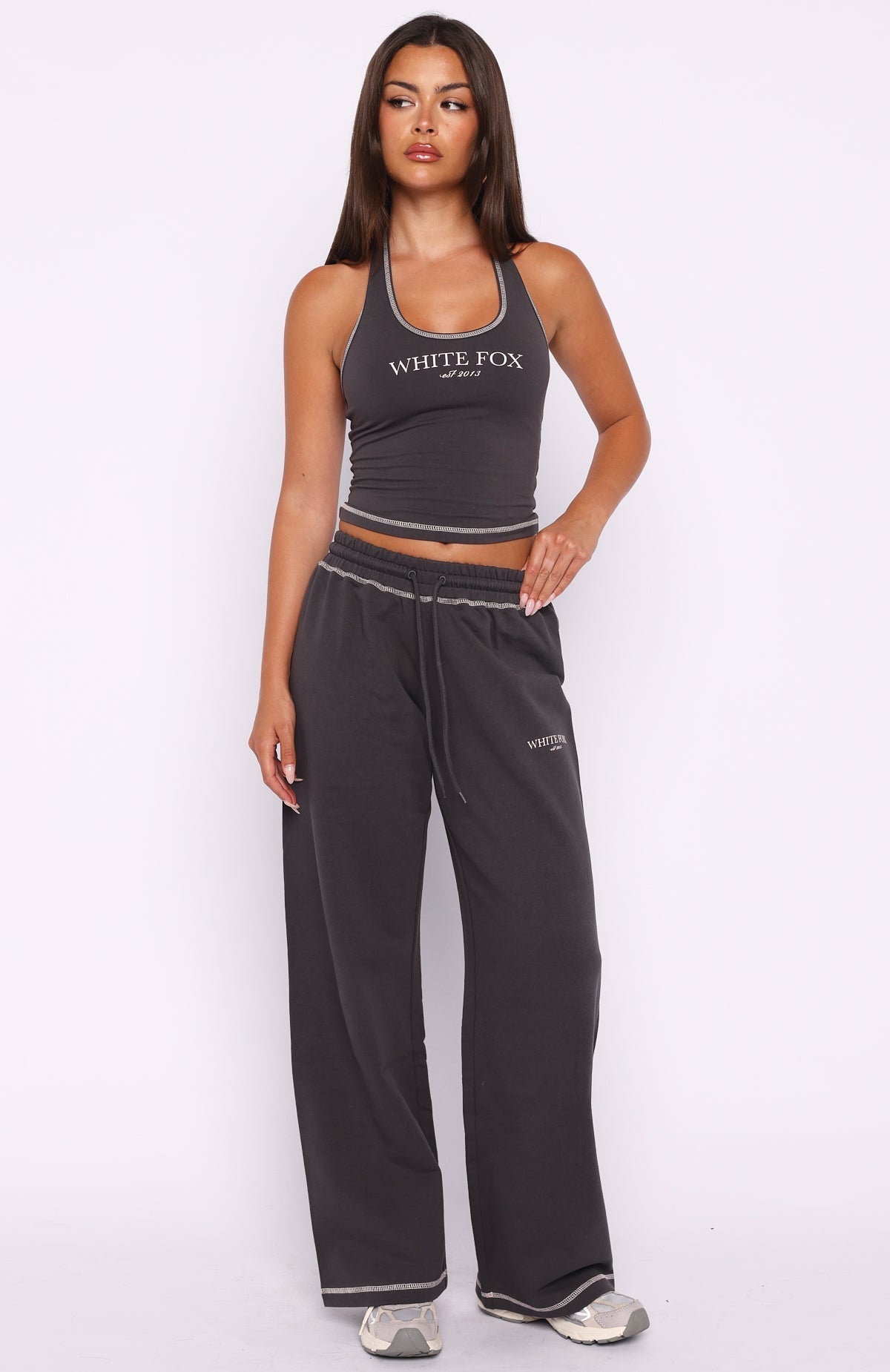White Fox Chill In Style Halter Top Charcoal