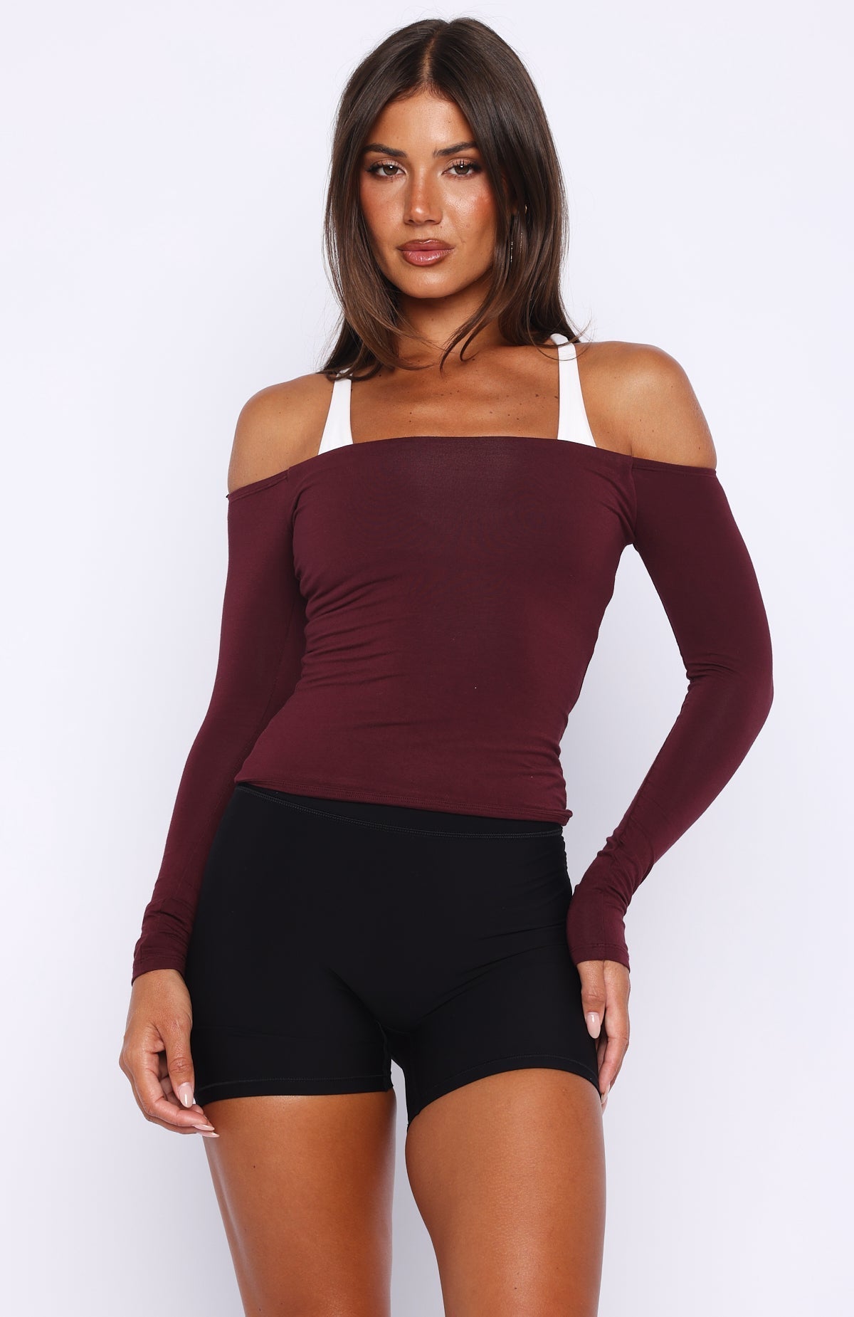 White Fox Mad For You Long Sleeve Top Merlot