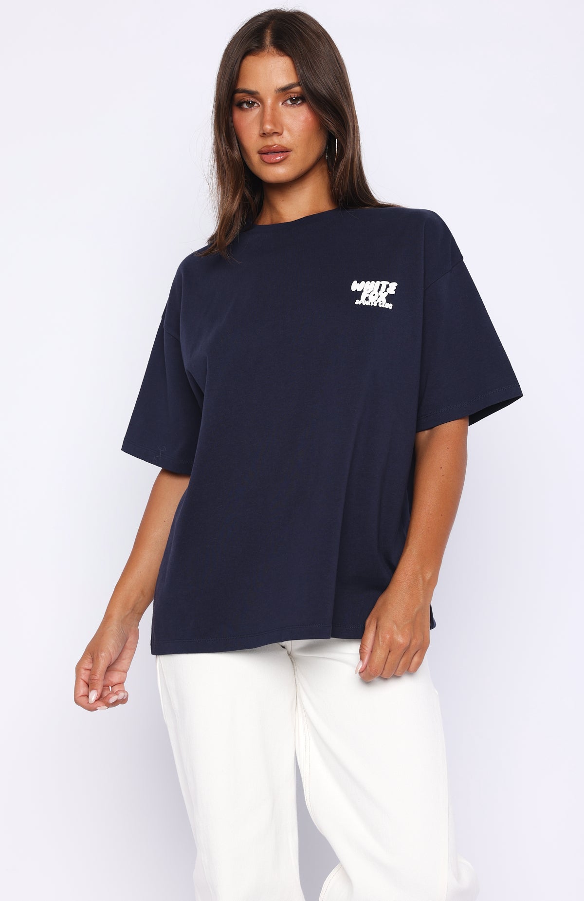White Fox Club 14 Allie Oversized Tee Navy
