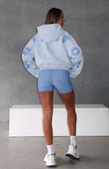 White Fox Serving Up Cropped Hoodie Baby Blue