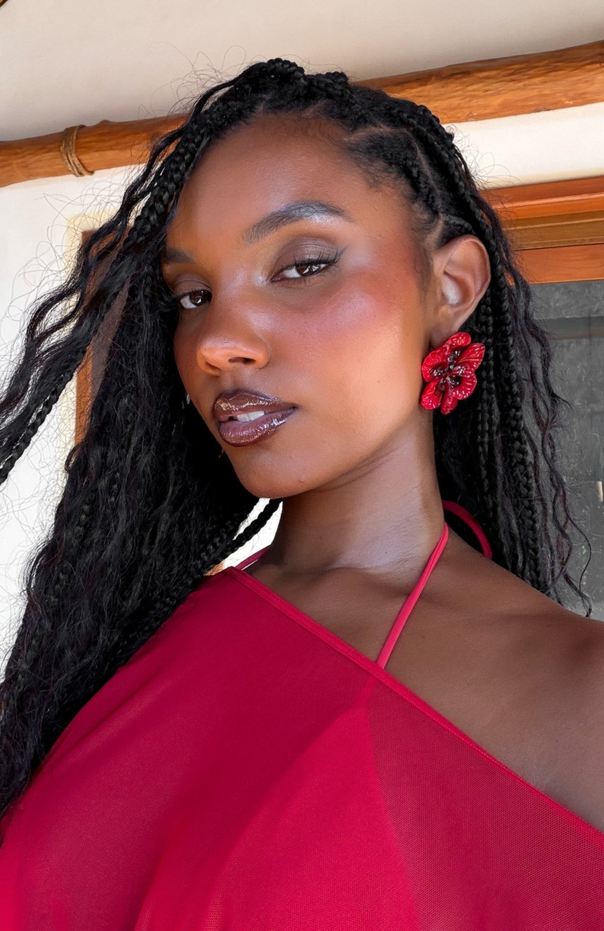 White Fox Lyndon Earrings Red