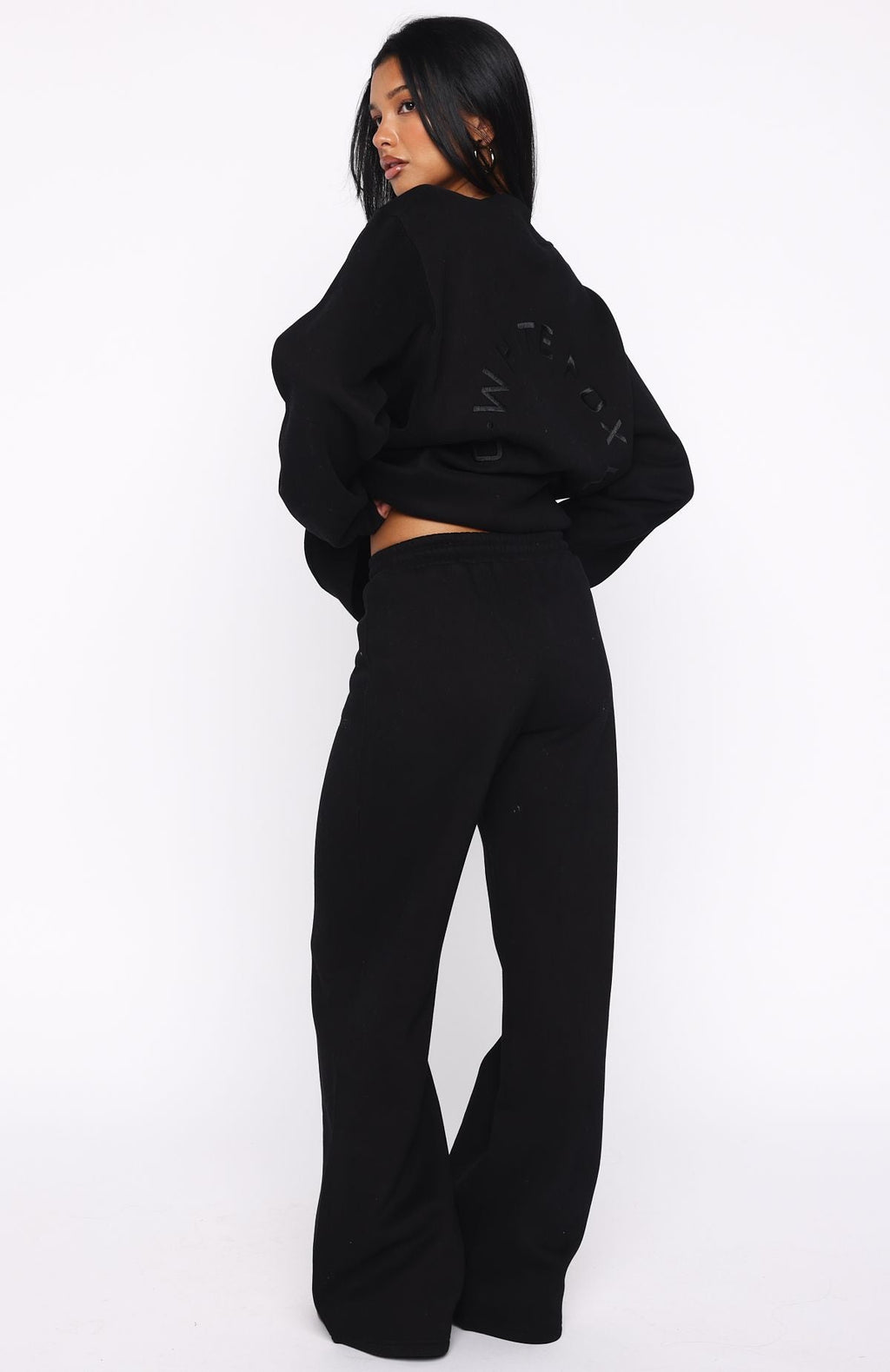 White Fox Stay Lifted Wide Leg Sweatpants Black