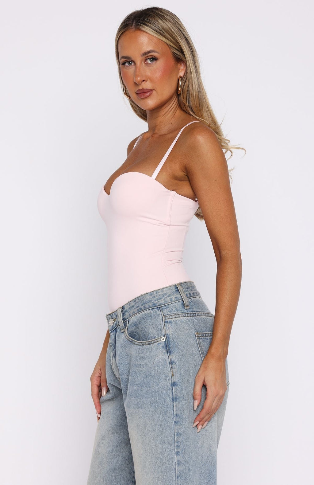 White Fox Stuck To You Bodysuit Baby Pink