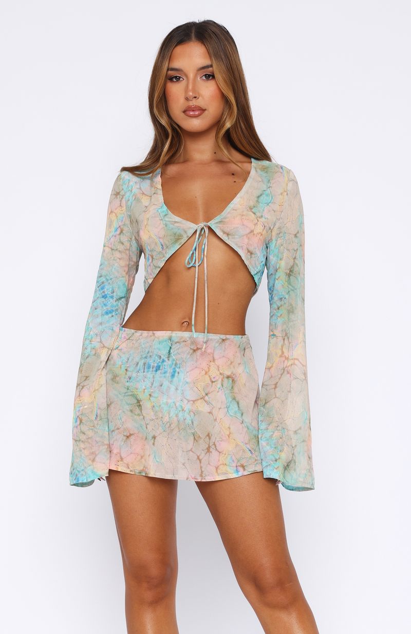 White Fox Aura Wave Mini Skirt Seaside Mottle