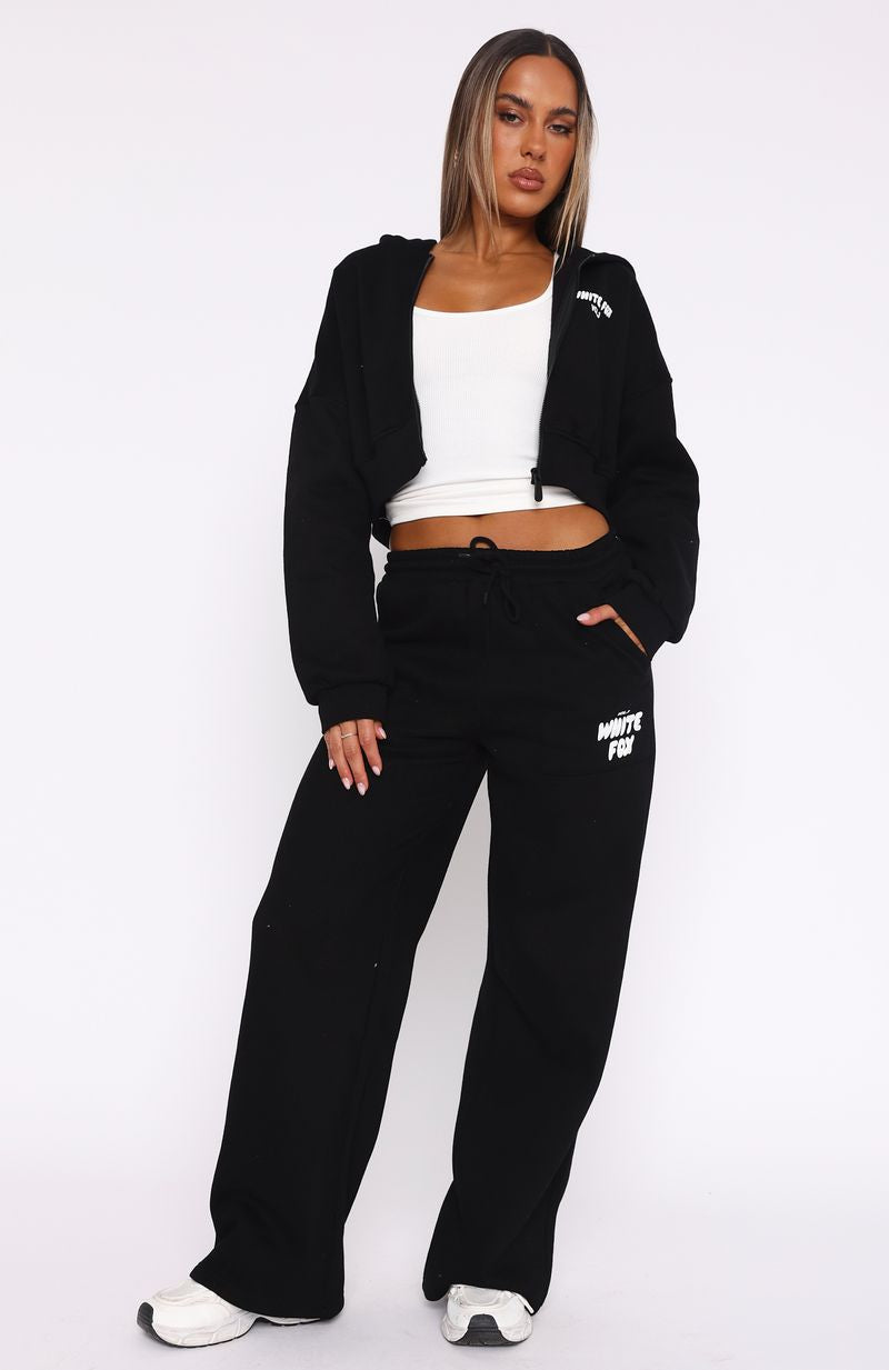 White Fox Offstage Wide Leg Sweatpants Monochrome