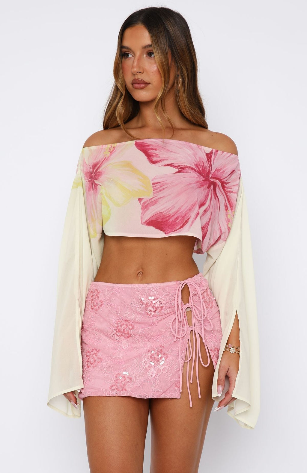 White Fox Desert Drifts Long Sleeve Top Oasis Bloom