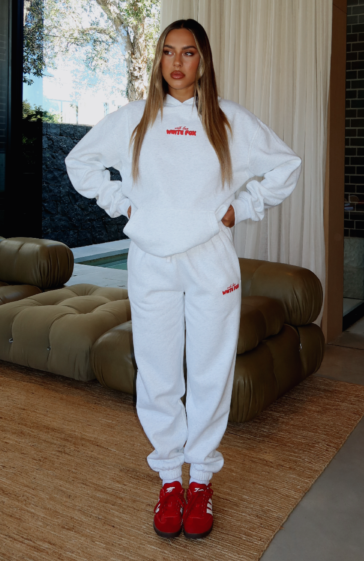 White Fox With Love In The Moment Sweatpants Grey Marle