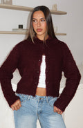 White Fox Chill Luxe Knit Cardigan Merlot