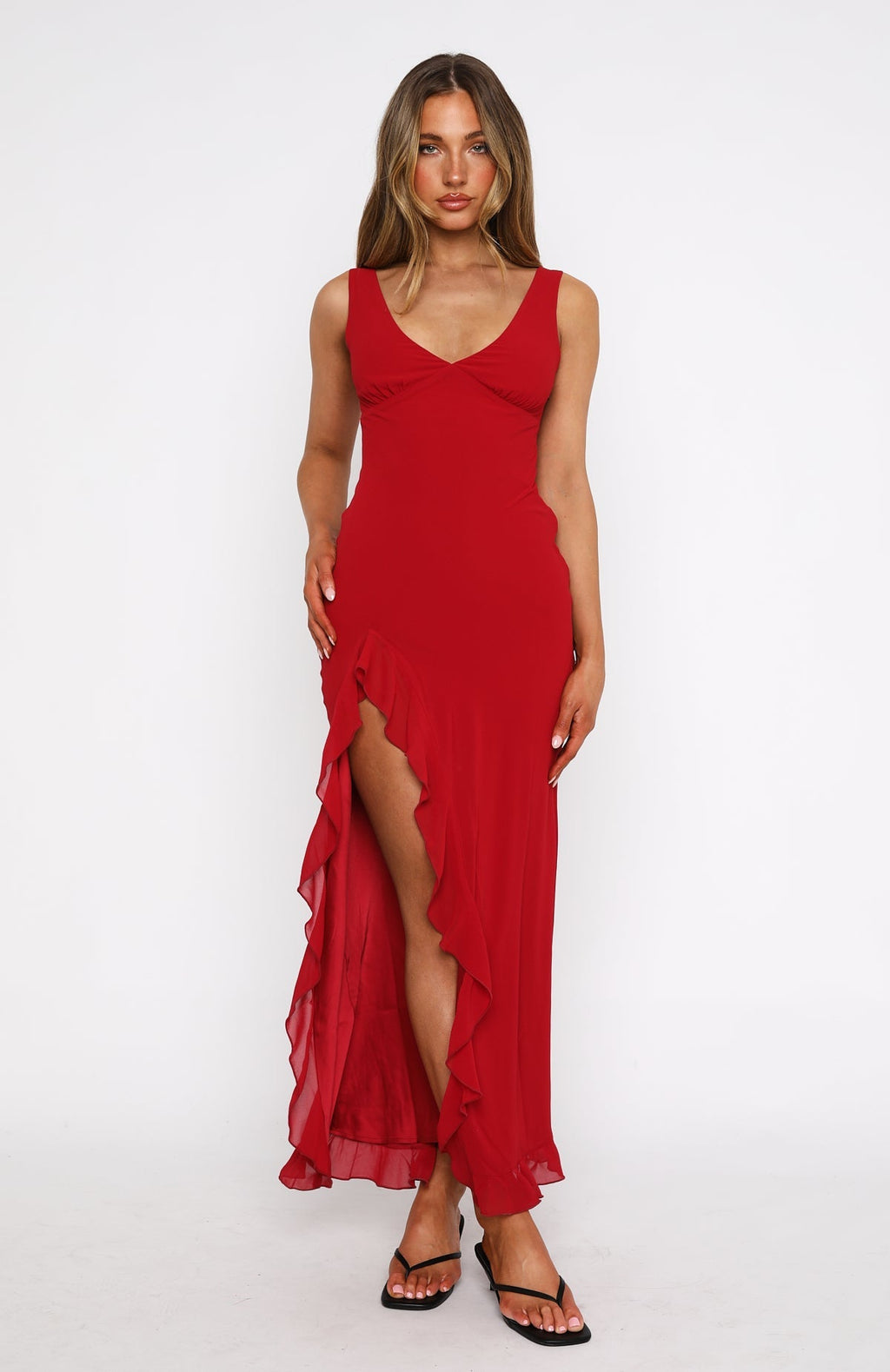 White Fox Tell Me Everything Maxi Dress Wine