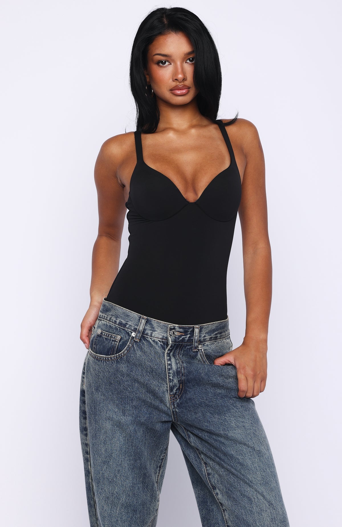White Fox Feel Your Love Bodysuit Black