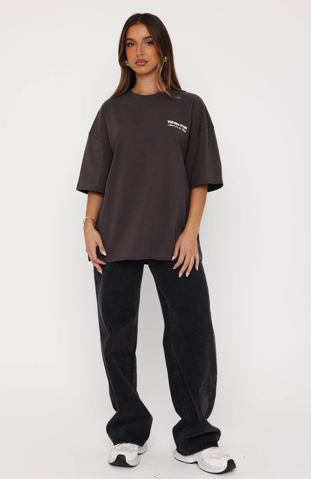 White Fox Made For The Heat Oversized Tee Charcoal