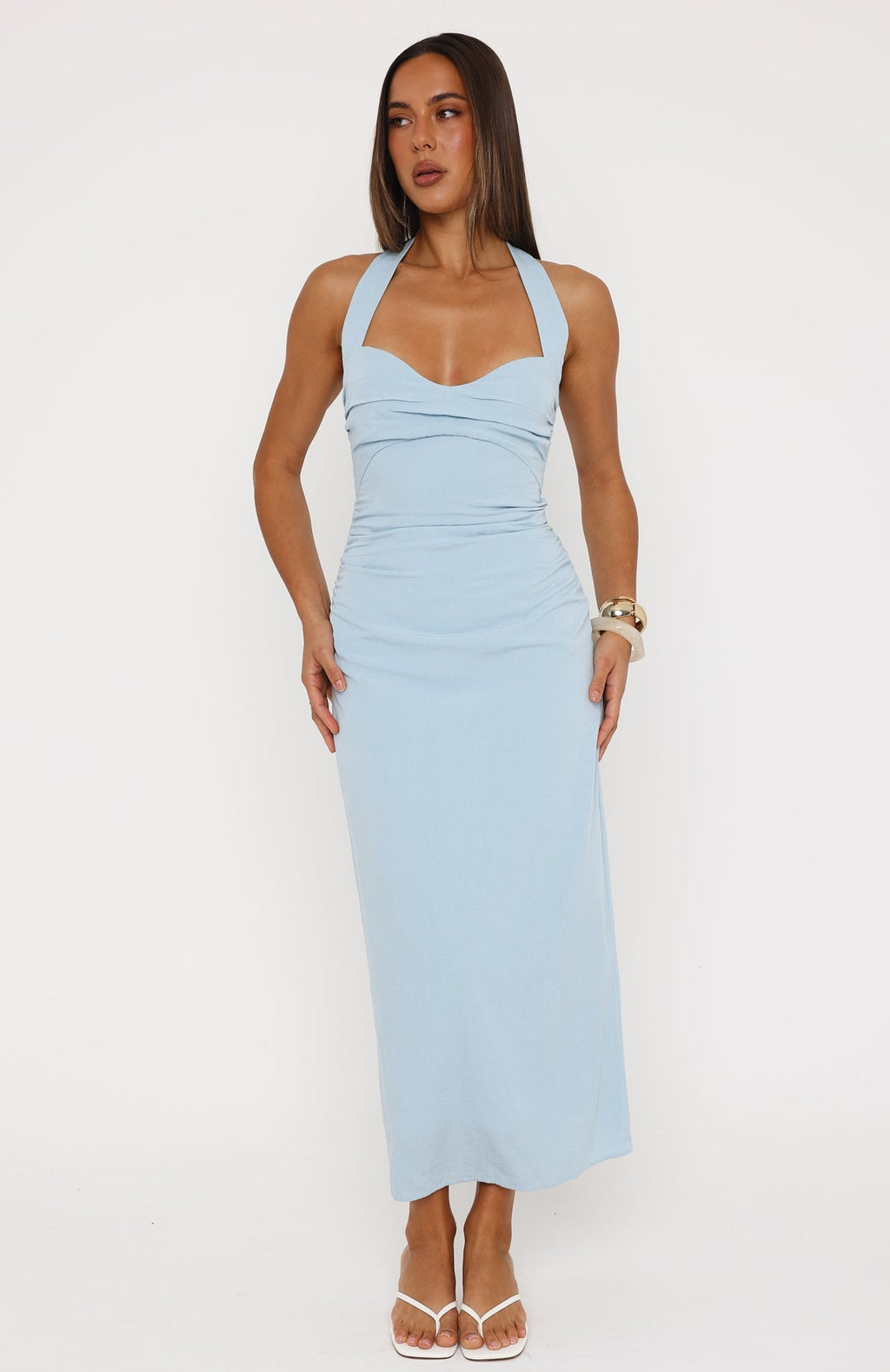 White Fox Sweet Glow Midi Dress Baby Blue