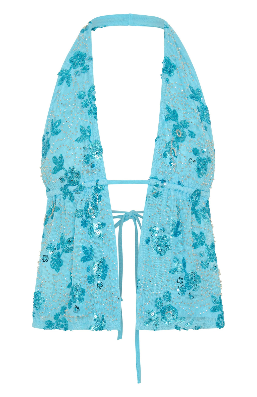 White Fox Capri Cove Beaded Top Baby Blue
