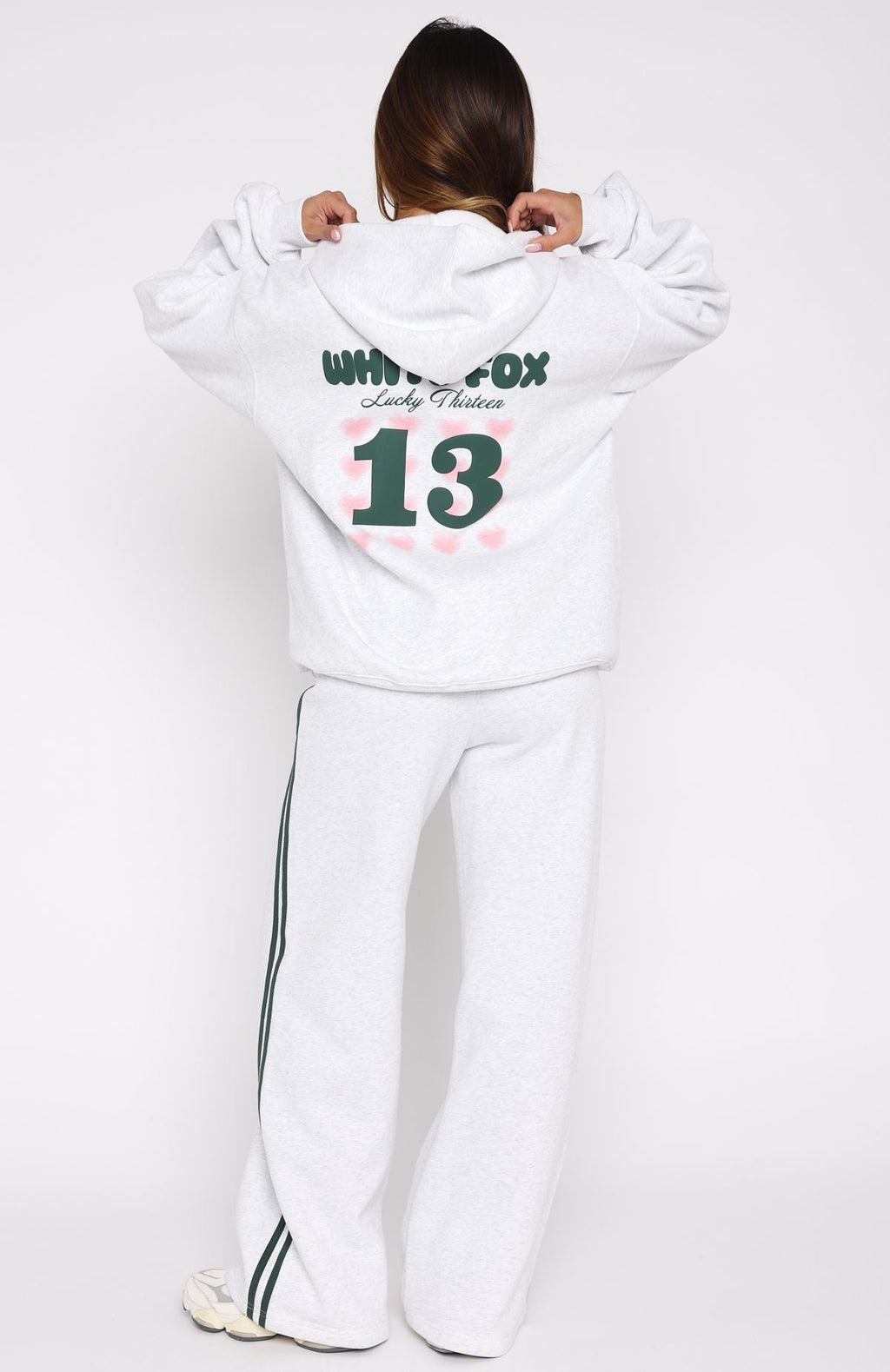 White Fox Lucky Thirteen Charise Wide Leg Sweatpants Grey Marle