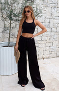 White Fox Catching Up Wide Leg Pants Black