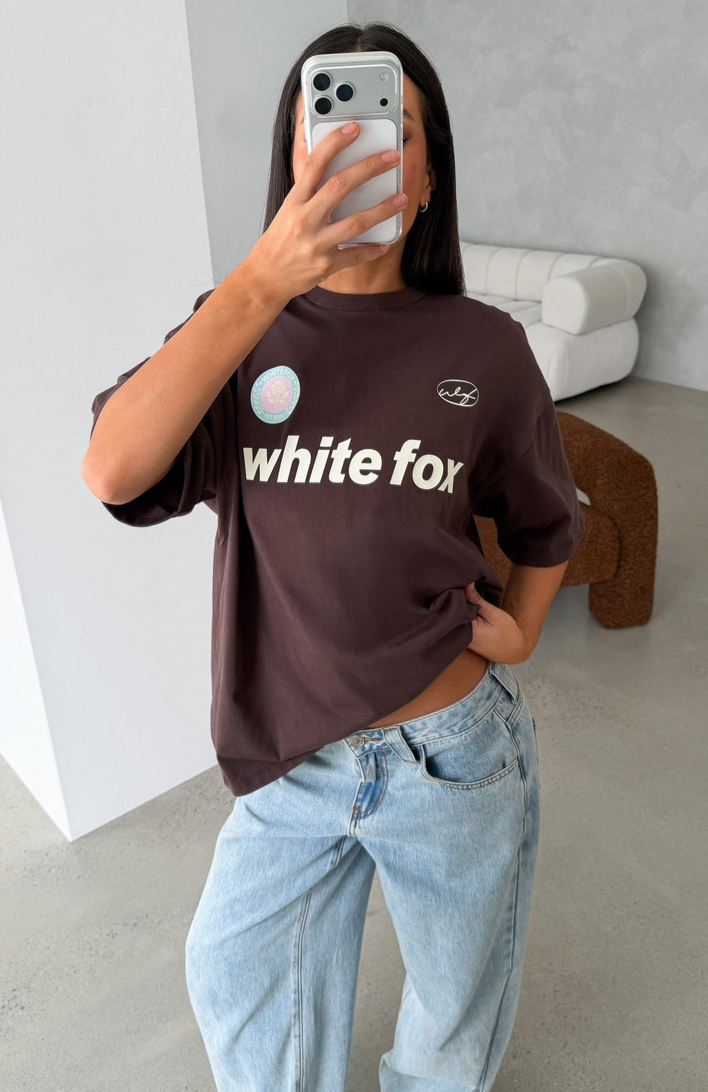 White Fox No Matter What Happens Oversized Tee Chocolate