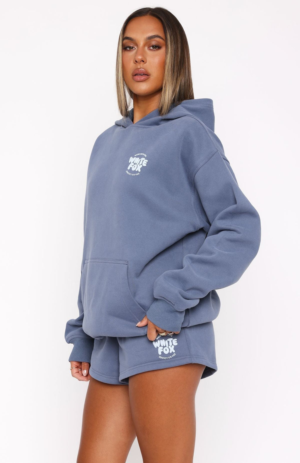 White Fox With Love For You Oversized Hoodie Ocean