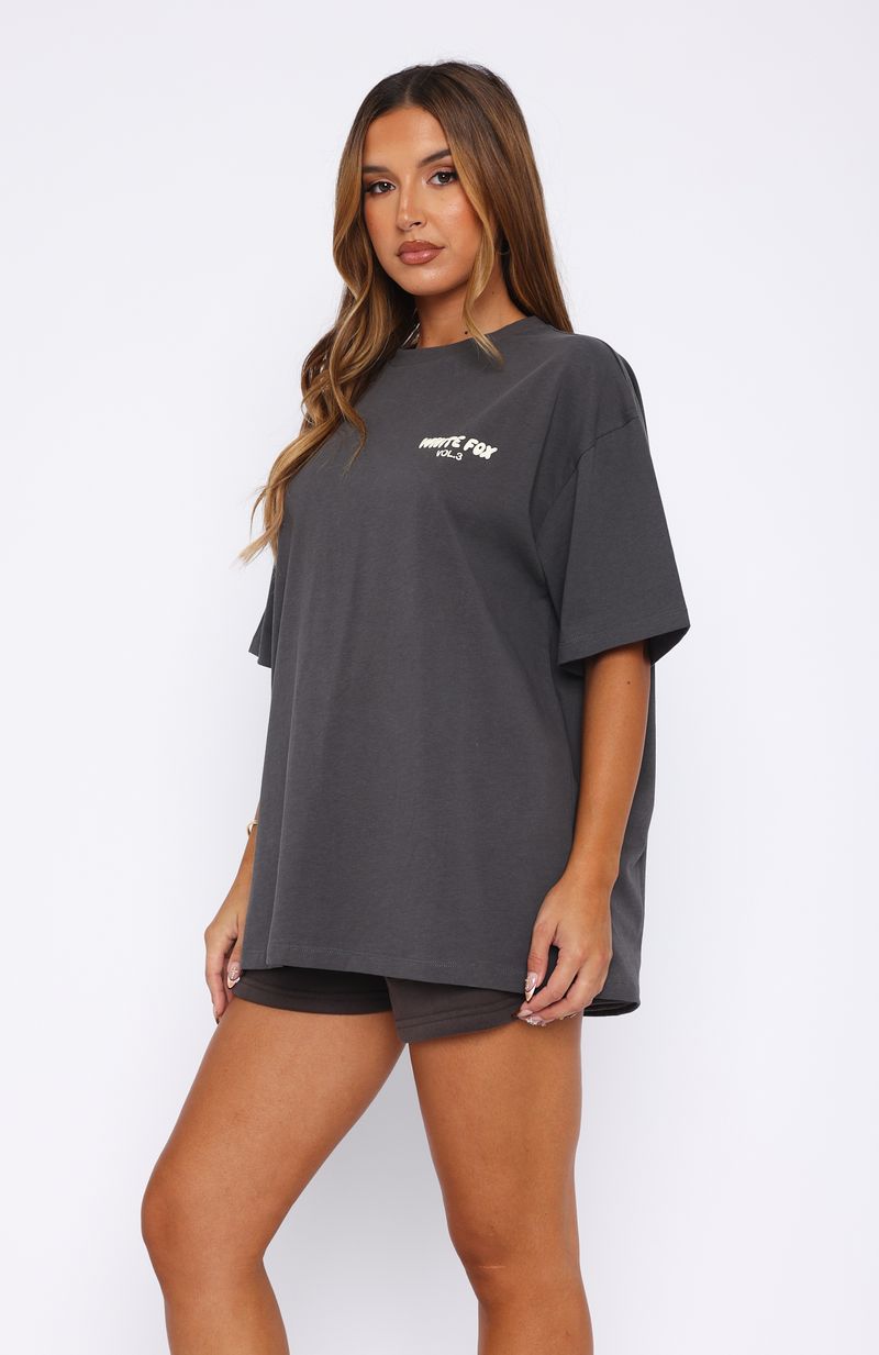 White Fox Offstage Back Graphic Oversized Tee Shadow