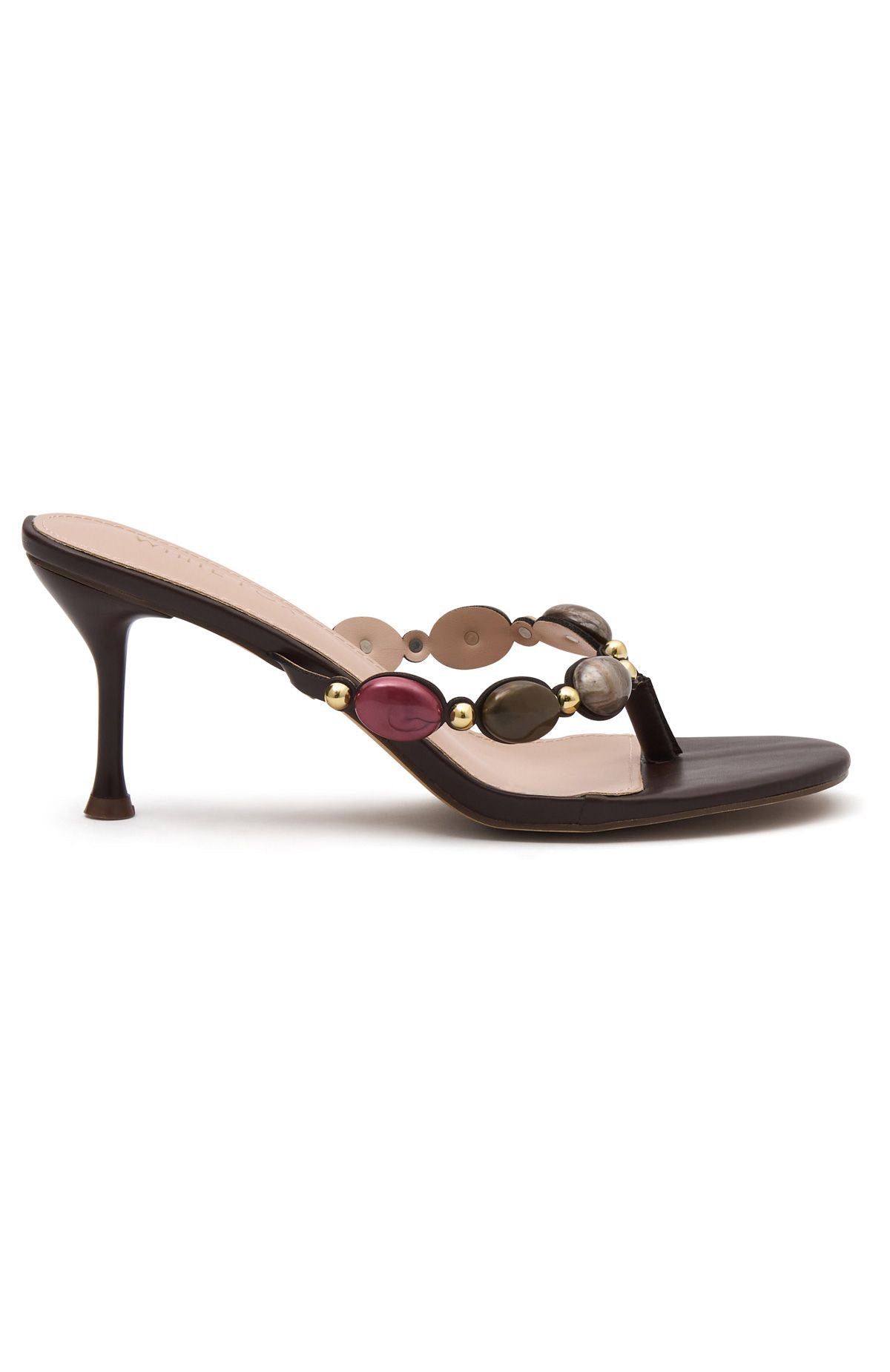 White Fox Nina Beaded Mules Chocolate