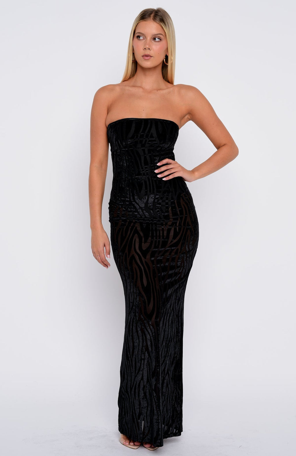 White Fox Running The Show Strapless Maxi Dress Black