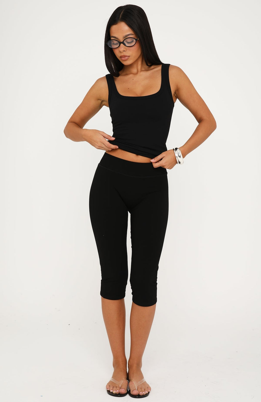 White Fox Focus On The Good Capri Pants Black