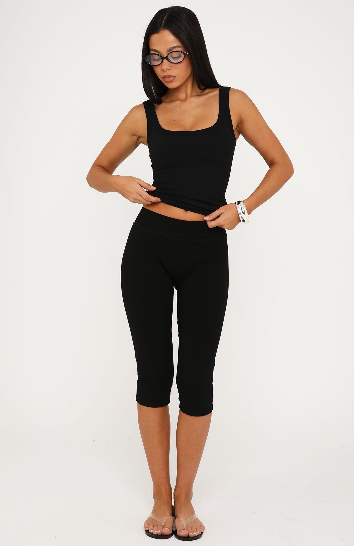 White Fox Focus On The Good Capri Pants Black