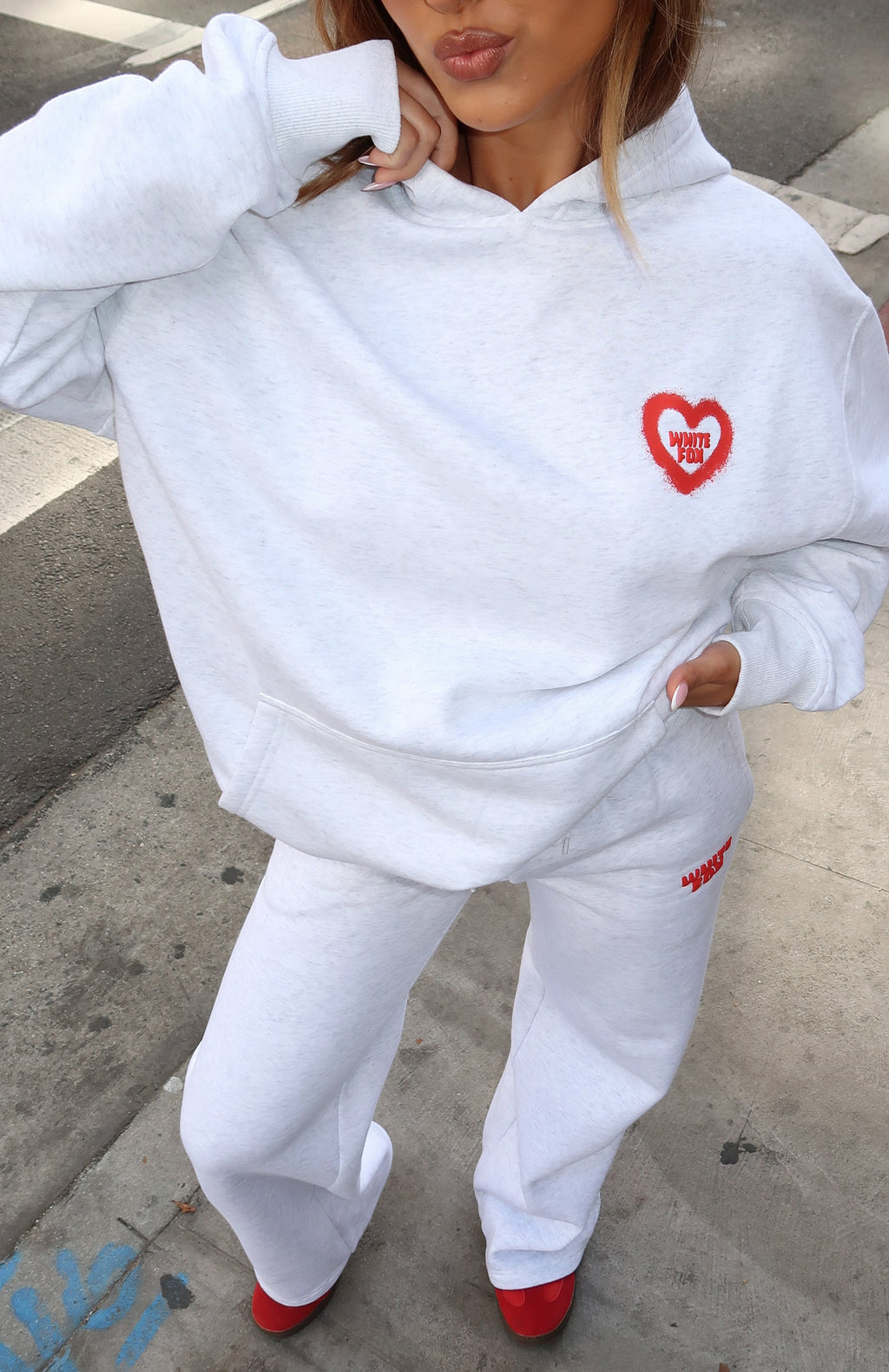 White Fox 11th Street City Girl At Heart Oversized Hoodie Cherry Glaze
