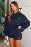 White Fox Test Drive Oversized Sweater Dark Navy