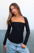 White Fox Better Believe Long Sleeve Mesh Bustier Black