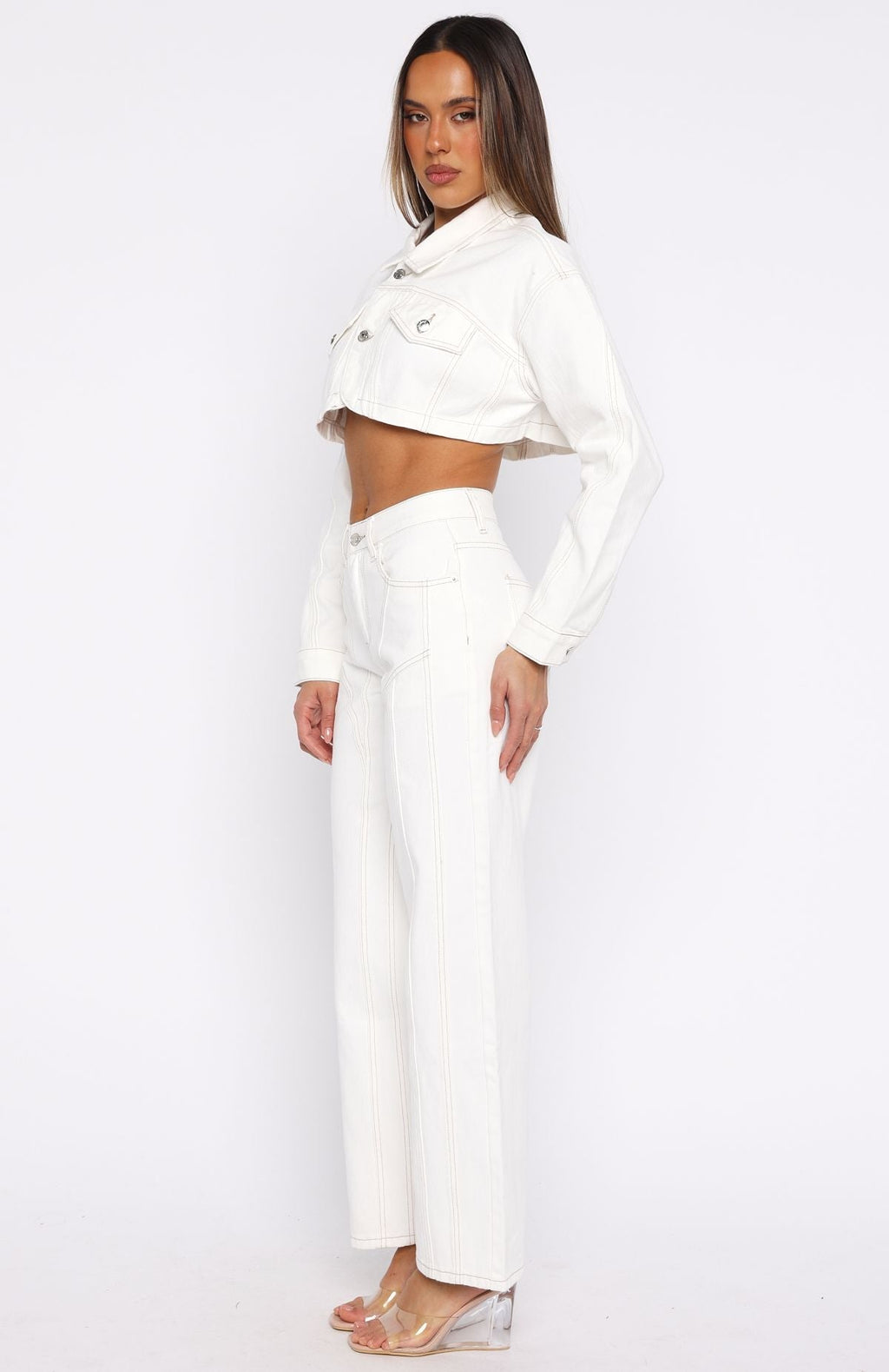 White Fox Did You Miss Me Mid Rise Straight Leg Jeans Off White