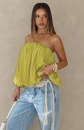 White Fox Eye On It Strapless Top Chartreuse