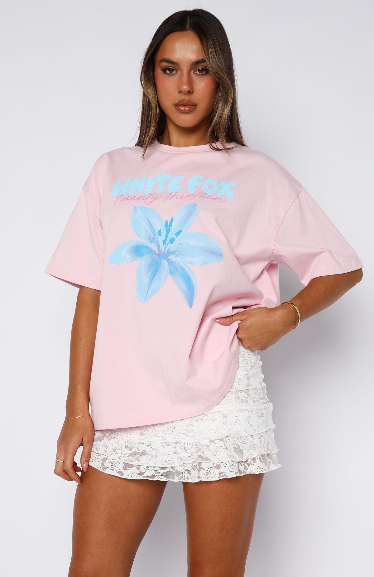 White Fox Got That Glow Oversized Tee Pink